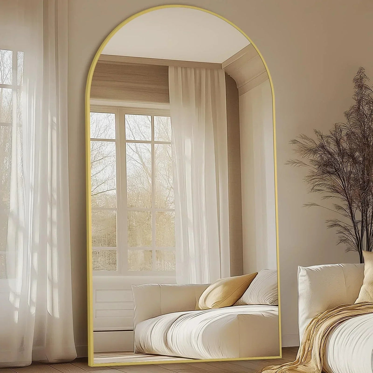MELOMOIR Oversized Arched Floor Mirror – 76"/82" Full Length Black Mirror