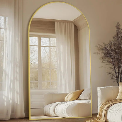 MELOMOIR Oversized Arched Floor Mirror – 76"/82" Full Length Black Mirror