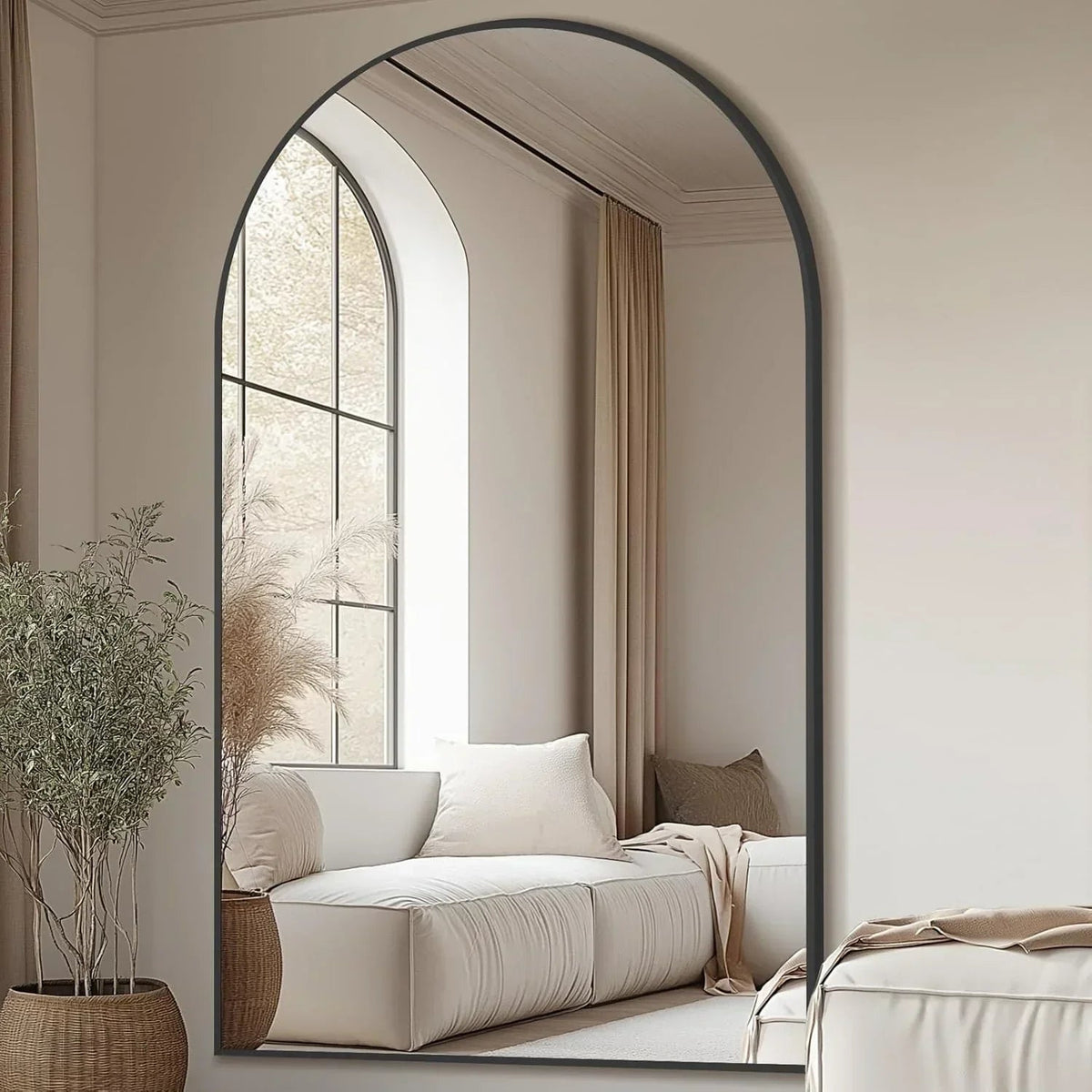 MELOMOIR Oversized Arched Floor Mirror – 76"/82" Full Length Black Mirror