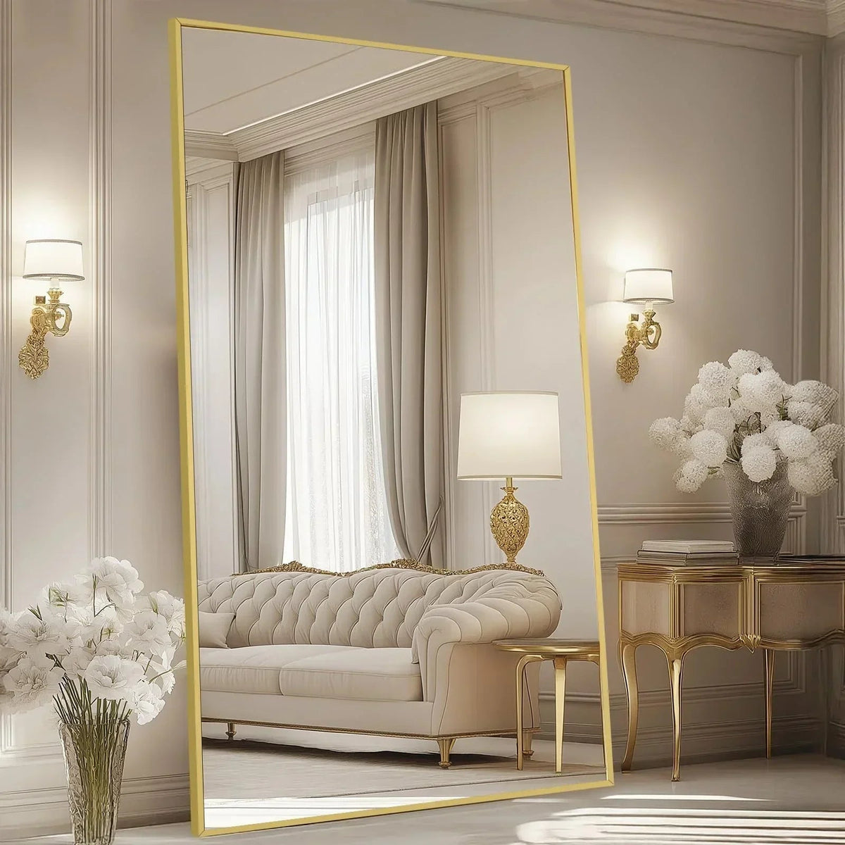 MELOMOIR Oversized Arched Floor Mirror – 76"/82" Full Length Black Mirror