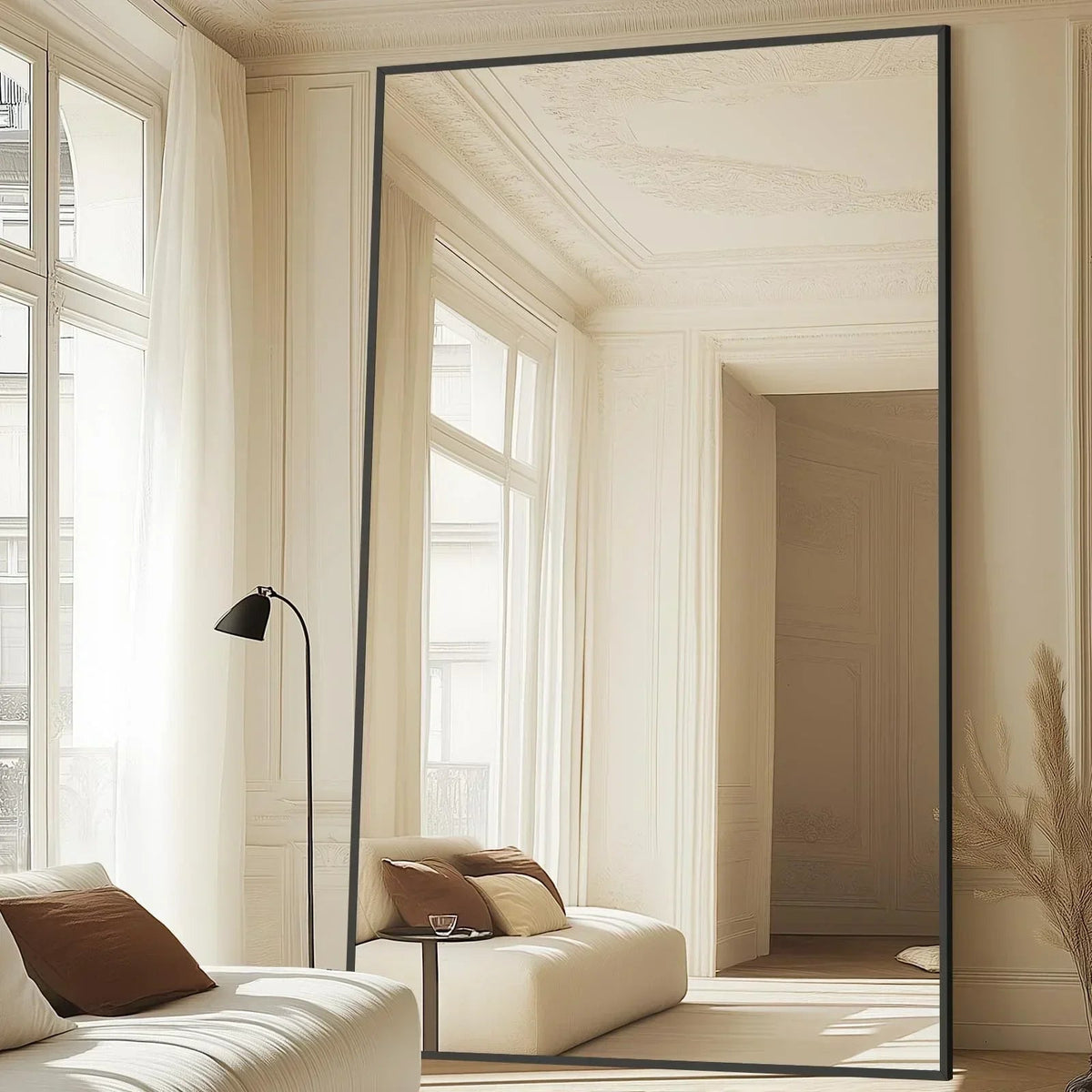 MELOMOIR Oversized Arched Floor Mirror – 76"/82" Full Length Black Mirror