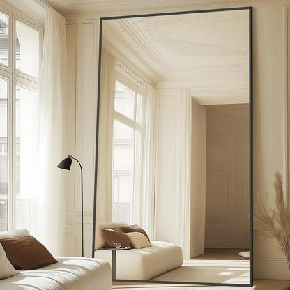 MELOMOIR Oversized Arched Floor Mirror – 76"/82" Full Length Black Mirror