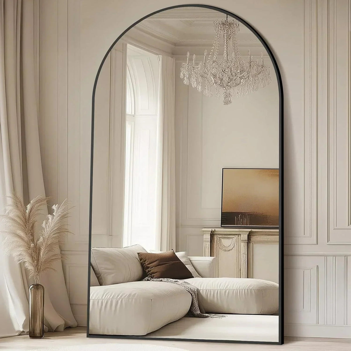 MELOMOIR Oversized Arched Floor Mirror – 76"/82" Full Length Black Mirror