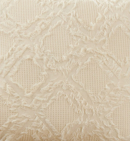 Fennco Styles Waffle Weave Fringe Reversible Cotton Decorative Throw Pillow 22" W x 22" L - Ivory Woven Square Cushion for Home, Couch, Living Room, Bedroom, Office and Holiday Décor