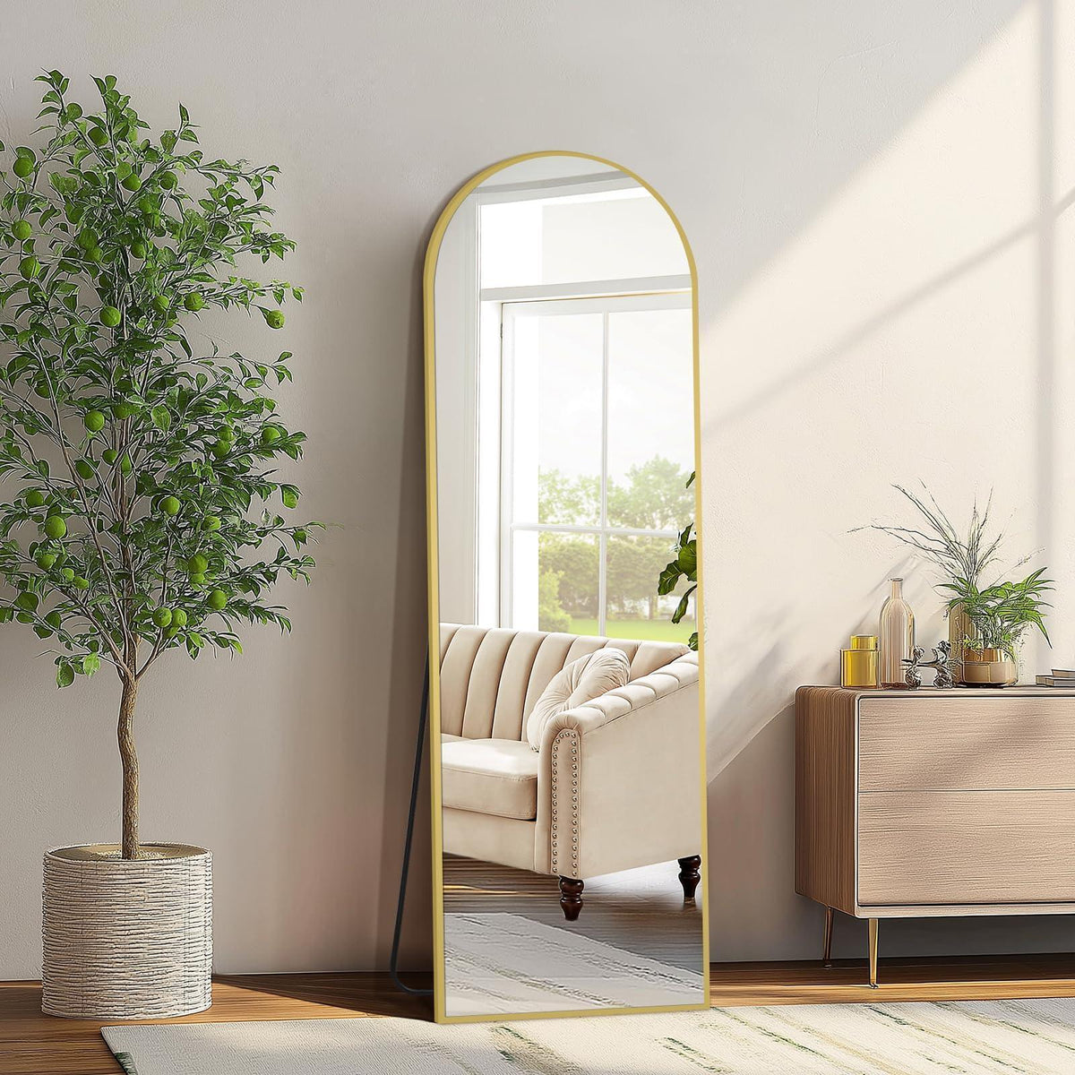 MELOMOIR Oversized Arched Floor Mirror – 76"/82" Full Length Black Mirror