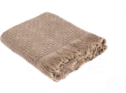 Kasentex Lightweight Cotton Throw Blanket - Soft Decorative Blanket for Sofa or Bed