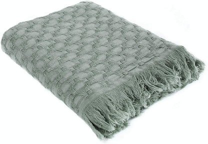 Kasentex Lightweight Cotton Throw Blanket - Soft Decorative Blanket for Sofa or Bed