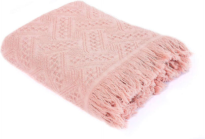 Kasentex Lightweight Cotton Throw Blanket - Soft Decorative Blanket for Sofa or Bed