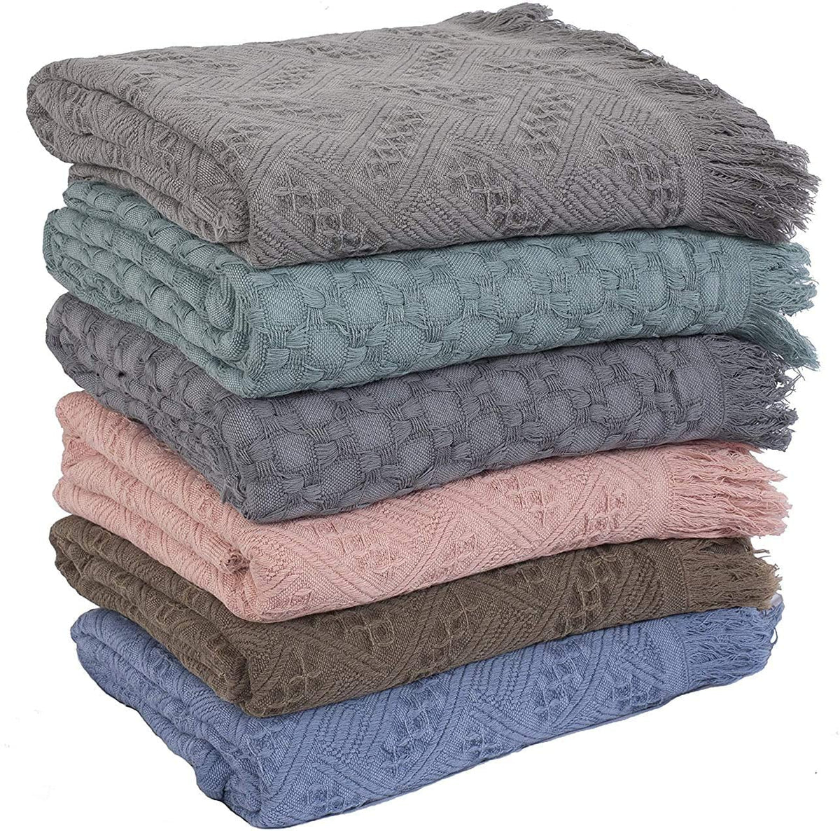 Kasentex Lightweight Cotton Throw Blanket - Soft Decorative Blanket for Sofa or Bed