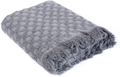 Kasentex Lightweight Cotton Throw Blanket - Soft Decorative Blanket for Sofa or Bed