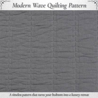 Stripe Staple Channel Lines Classic Solid Chic Gray 3 Piece Cotton Quilt Bedding Set