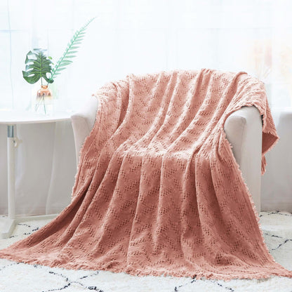 Kasentex Lightweight Cotton Throw Blanket - Soft Decorative Blanket for Sofa or Bed