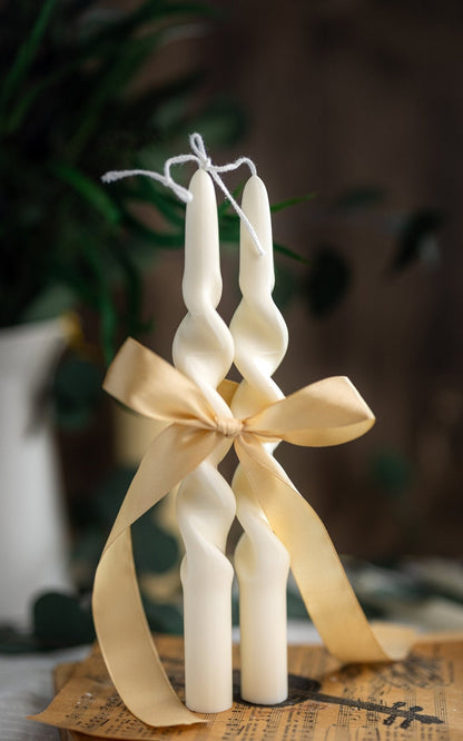 Twisted Spiral Taper Candle – Wedding, Dinner Table, Soy Wax Candle, Any Color