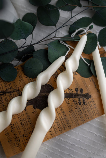 Twisted Spiral Taper Candle – Wedding, Dinner Table, Soy Wax Candle, Any Color